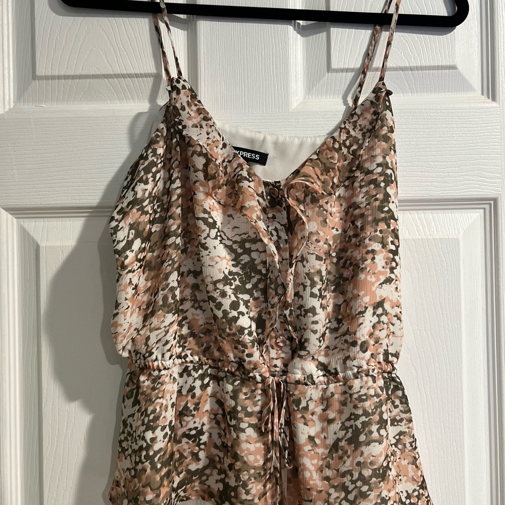 Express Brown and Pink Peplum Tank